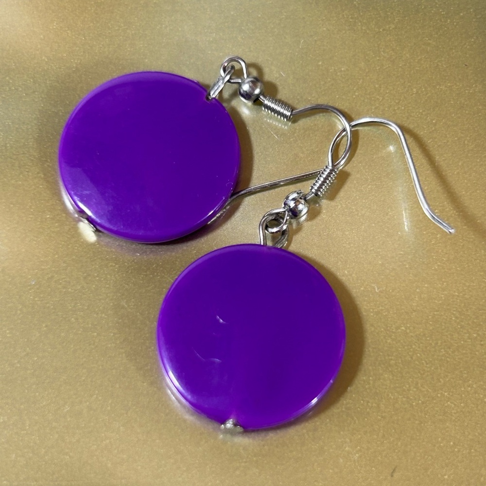 Deep Ultraviolet Glossy Orb Drop Earrings -‎ Minimalist Chic